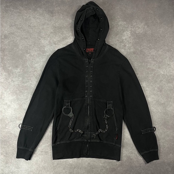 Tripp nyc Other - [192] Vintage Rare! Tripp NYC Black Moto Biker Punk Hoodie Jacket Handcuffs Sz M